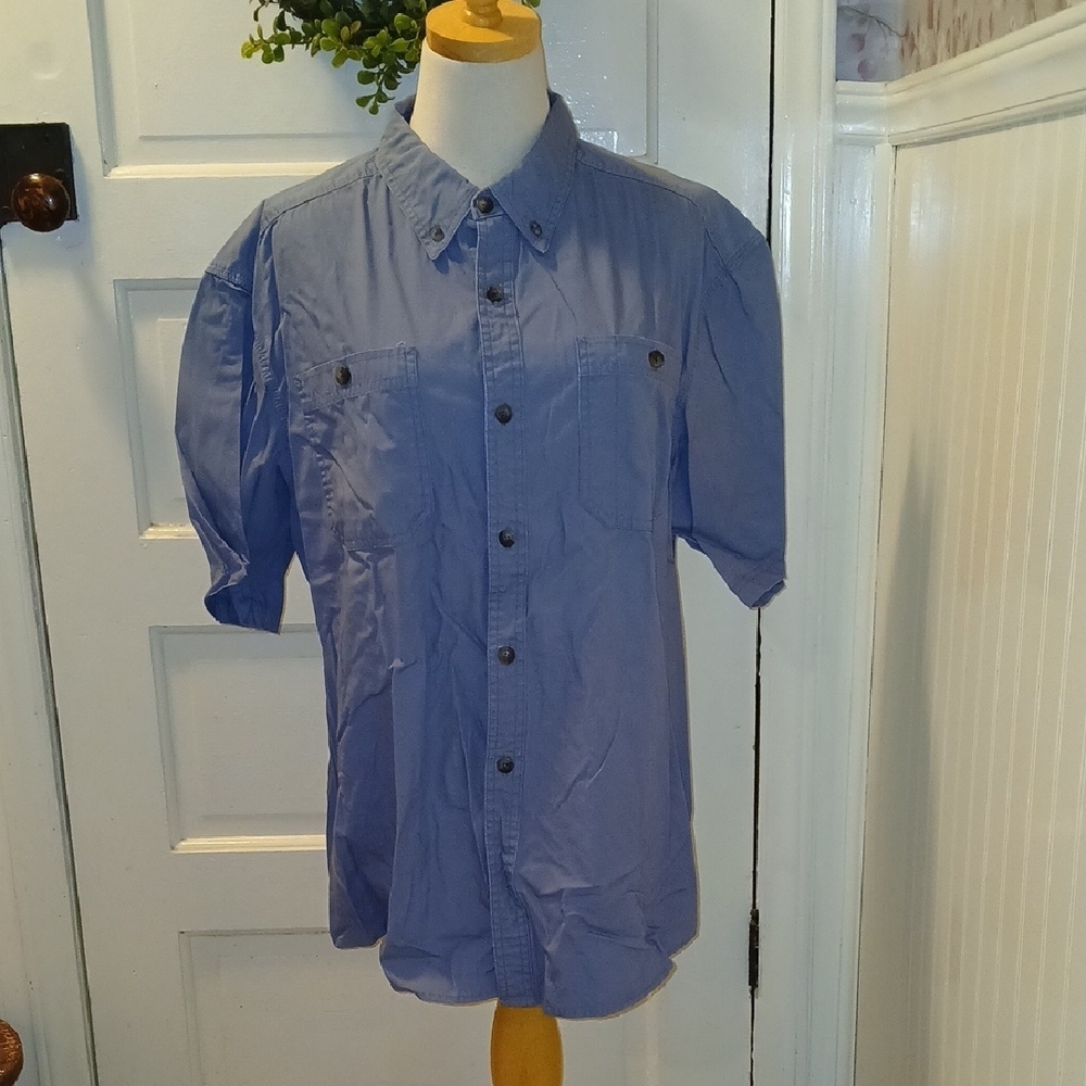 Blue Casual Button Down Shirt with Classic Collar